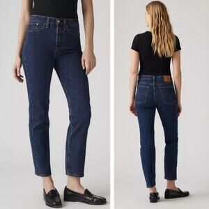 NWT LEVI'S Premium Wedgie Straight Ankle Women's Jeans Size 23 Salsa Dark Stone